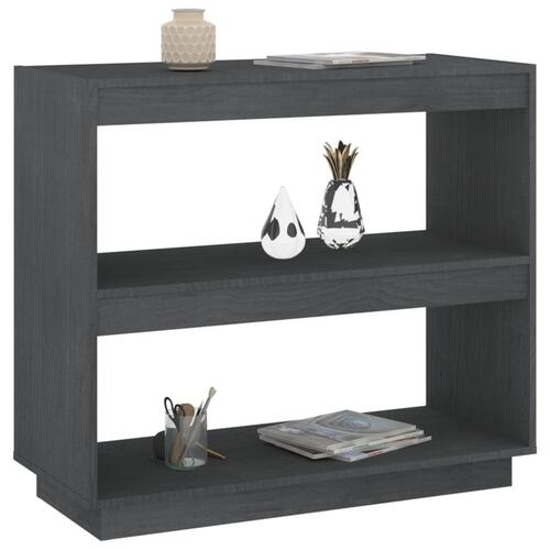 Bogreol 80x35x71 cm massivt fyrretræ grå