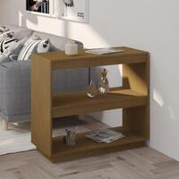 Bogreol 80x35x71 cm massivt fyrretræ honningbrun