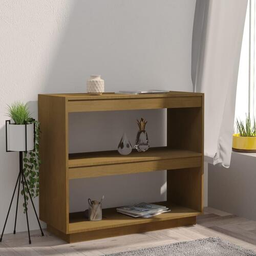 Bogreol 80x35x71 cm massivt fyrretræ honningbrun