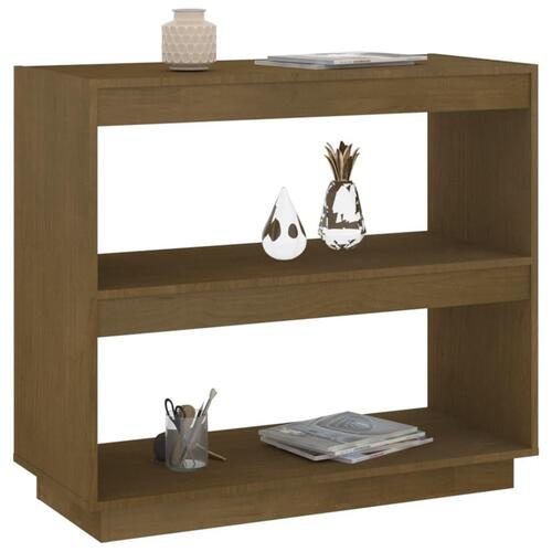 Bogreol 80x35x71 cm massivt fyrretræ honningbrun