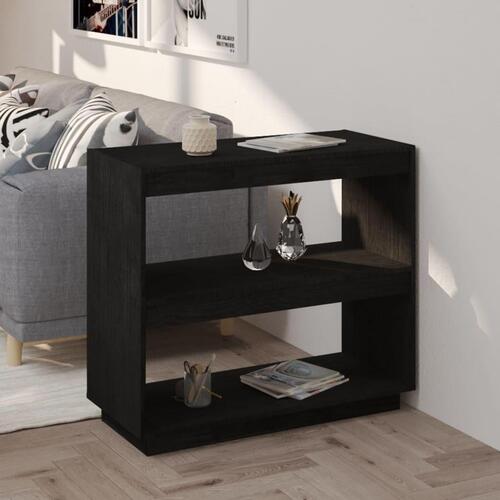 Bogreol 80x35x71 cm massivt fyrretræ sort