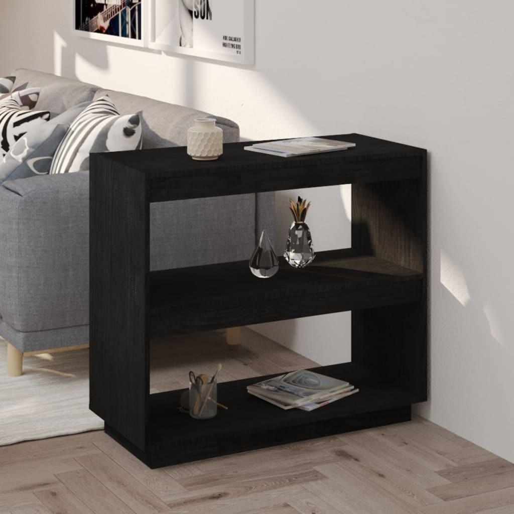 Bogreol 80x35x71 cm massivt fyrretræ sort
