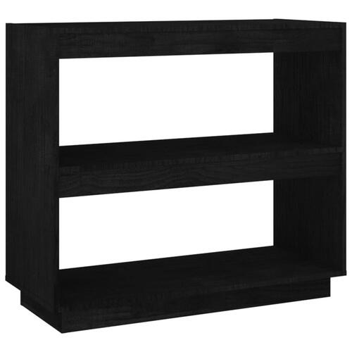 Bogreol 80x35x71 cm massivt fyrretræ sort