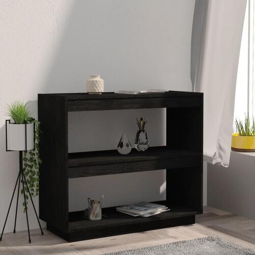 Bogreol 80x35x71 cm massivt fyrretræ sort