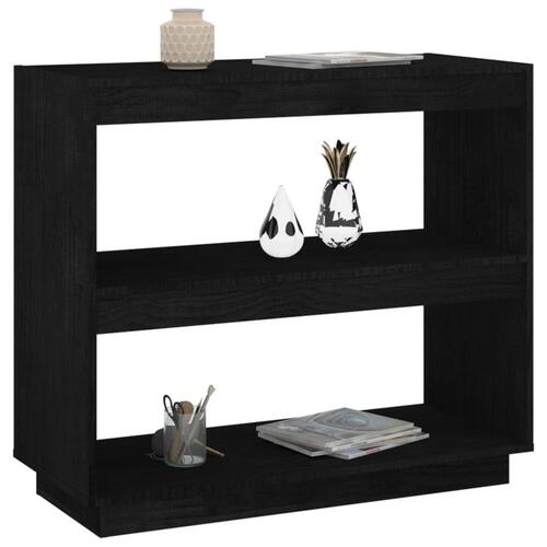 Bogreol 80x35x71 cm massivt fyrretræ sort