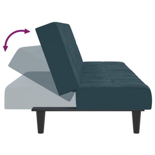2-personers sovesofa fløjl blå