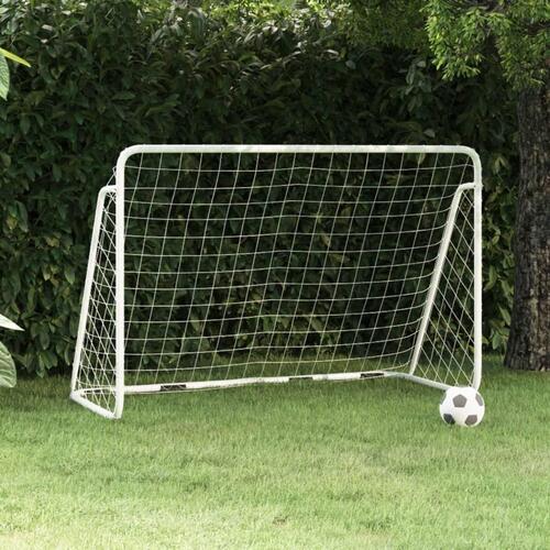 Fodboldmål med net 180x90x120 cm stål hvid