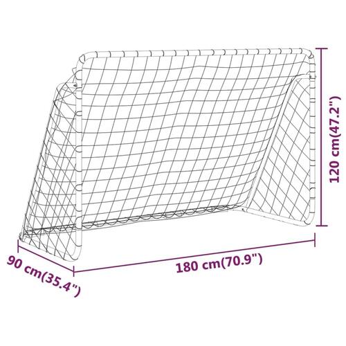 Fodboldmål med net 180x90x120 cm stål hvid