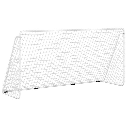 Fodboldmål med net 366x122x182 cm stål hvid