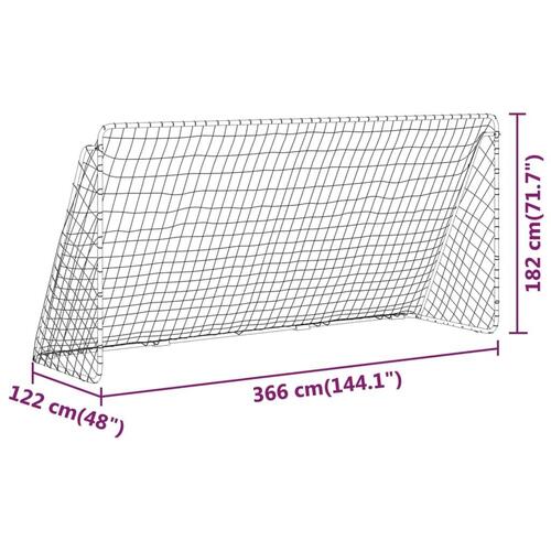 Fodboldmål med net 366x122x182 cm stål hvid