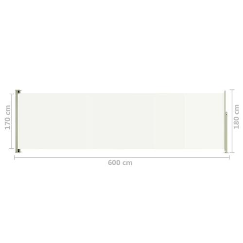 Sammenrullelig sidemarkise til terrassen 180x600 cm cremefarvet