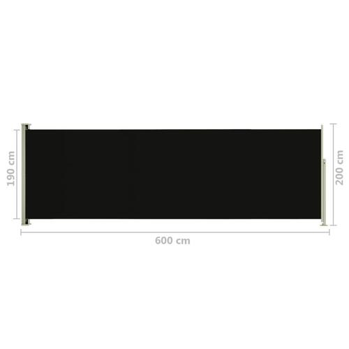 Sammenrullelig sidemarkise til terrassen 200x600 cm sort