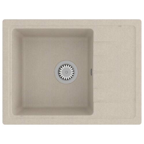 Køkkenvask med overløbshul oval granit beige