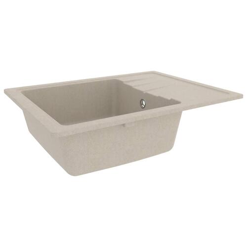 Køkkenvask med overløbshul oval granit beige