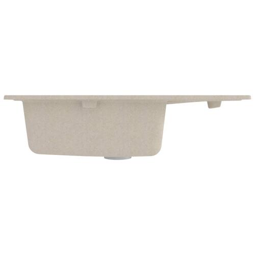 Køkkenvask med overløbshul oval granit beige