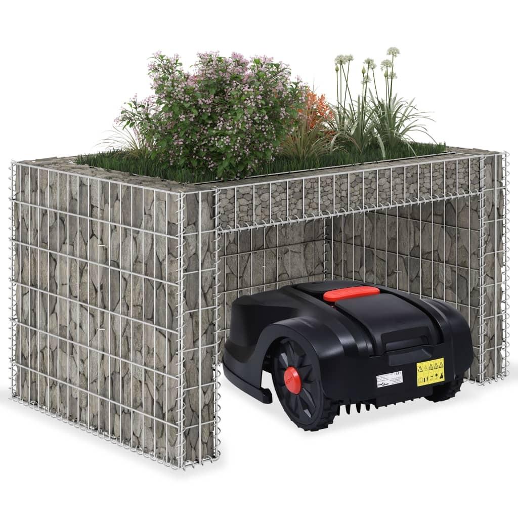 Garage til plæneklipper med plantekasse stålwire 110x80x60 cm