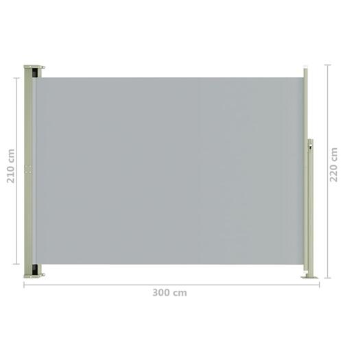 Sammenrullelig sidemarkise til terrassen 220x300 cm grå