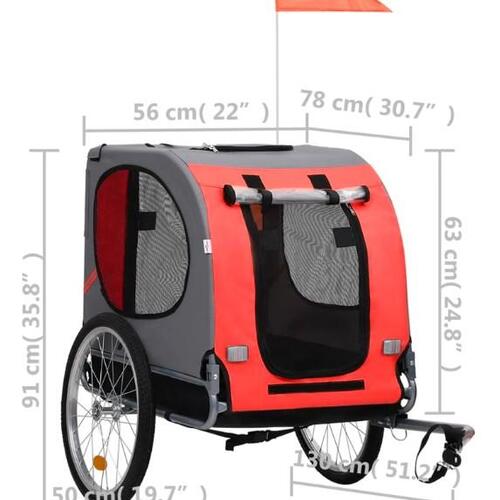 Cykeltrailer til kæledyr rød og sort