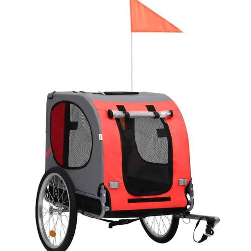 Cykeltrailer til kæledyr rød og sort