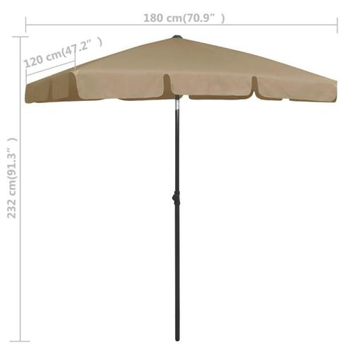Strandparasol 180x120 cm gråbrun