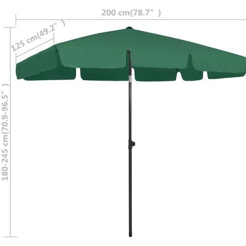 Strandparasol 200x125 cm grøn