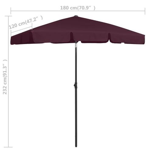 Strandparasol 180x120 cm bordeauxrød