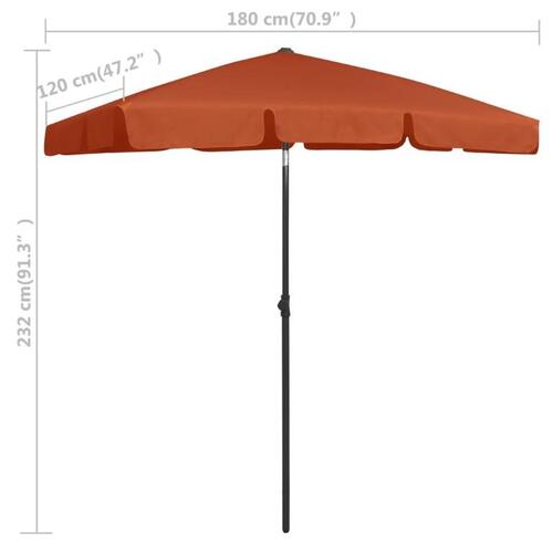 Strandparasol 180x120 cm terrakotta