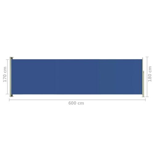 Sammenrullelig sidemarkise til terrassen 180x600 cm blå