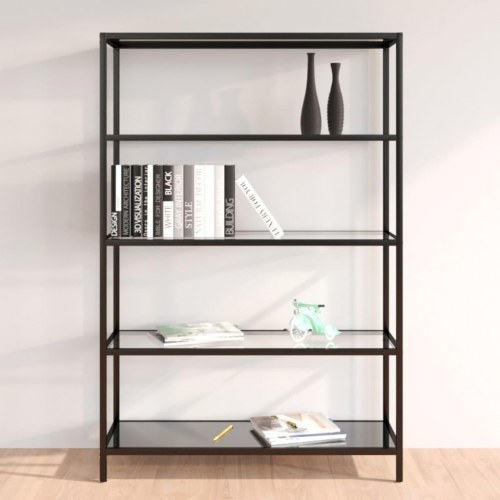 Reol 100x36x168 cm hærdet glas sort og transparent