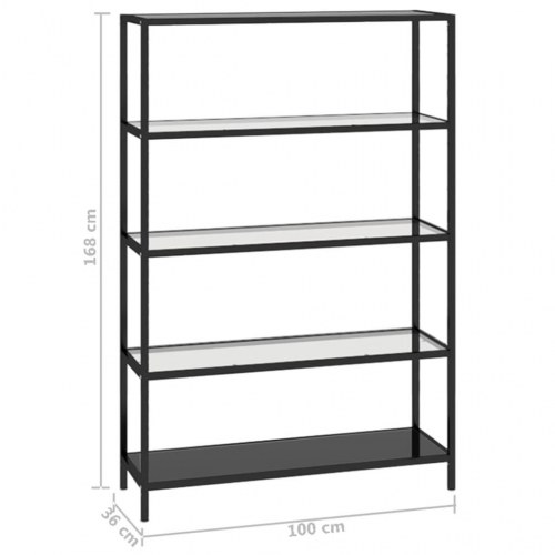 Reol 100x36x168 cm hærdet glas sort og transparent