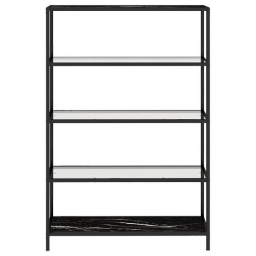 Reol 100x36x168 cm hærdet glas transparent og sort marmorlook