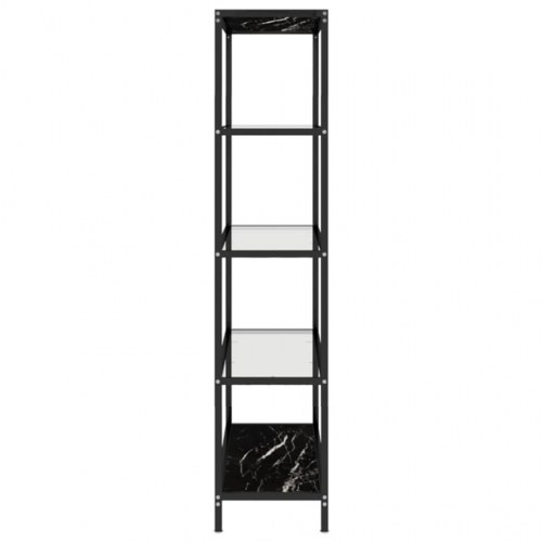 Reol 100x36x168 cm hærdet glas transparent og sort marmorlook