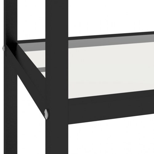 Reol 100x36x168 cm hærdet glas transparent og sort marmorlook