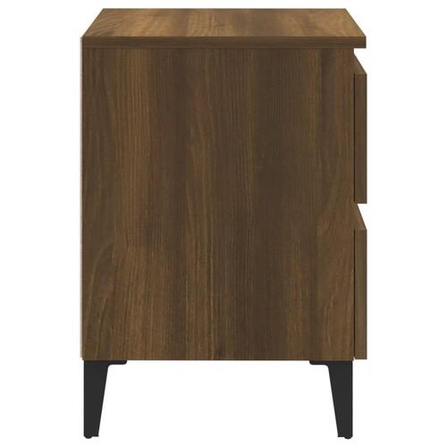 Sengeborde 2 stk. med metalben 40x35x50 cm brun egetræsfarve