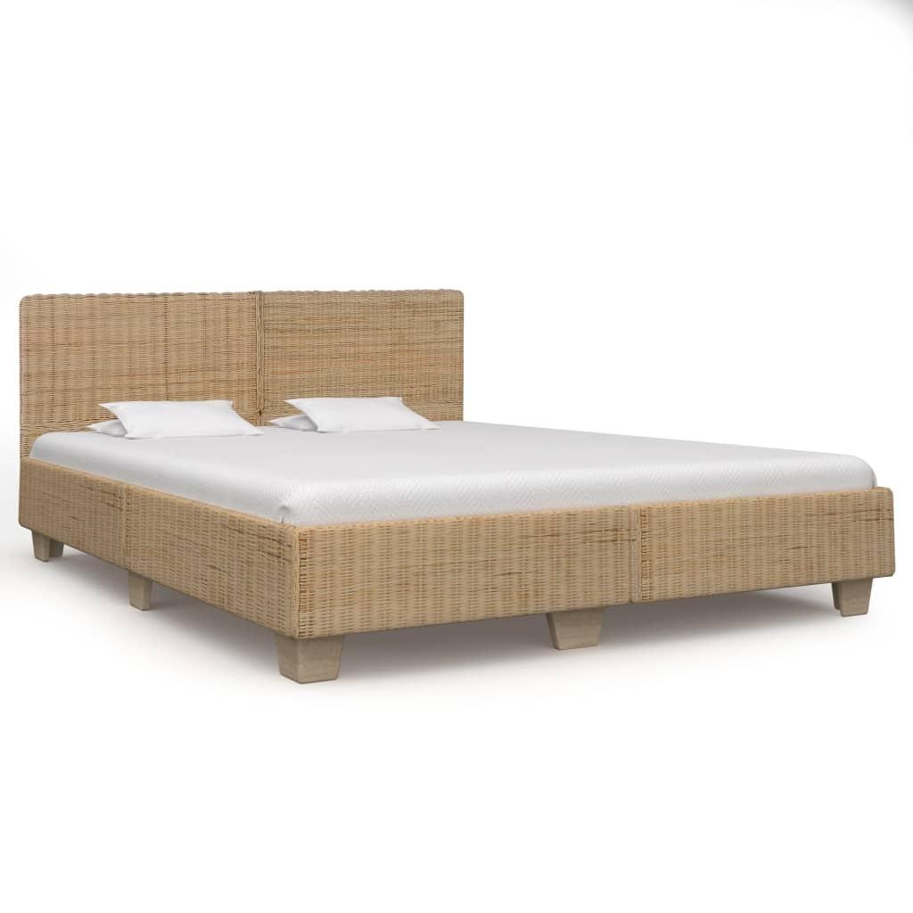 Sengestel ægte rattan håndvævet 180 x 200 cm