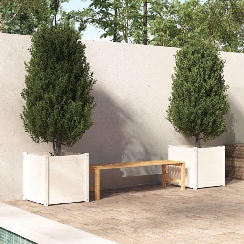 Plantekasser 2 stk. 60x60x60 cm massivt fyrretræ hvid
