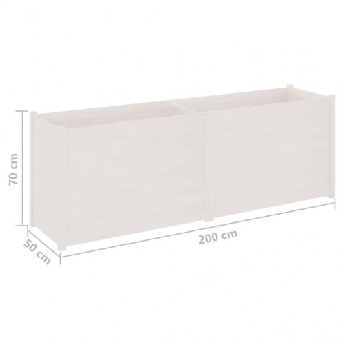 Plantekasse 200x50x70 cm massivt fyrretræ hvid