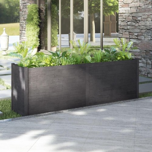 Plantekasse 200x50x70 cm massivt fyrretræ grå