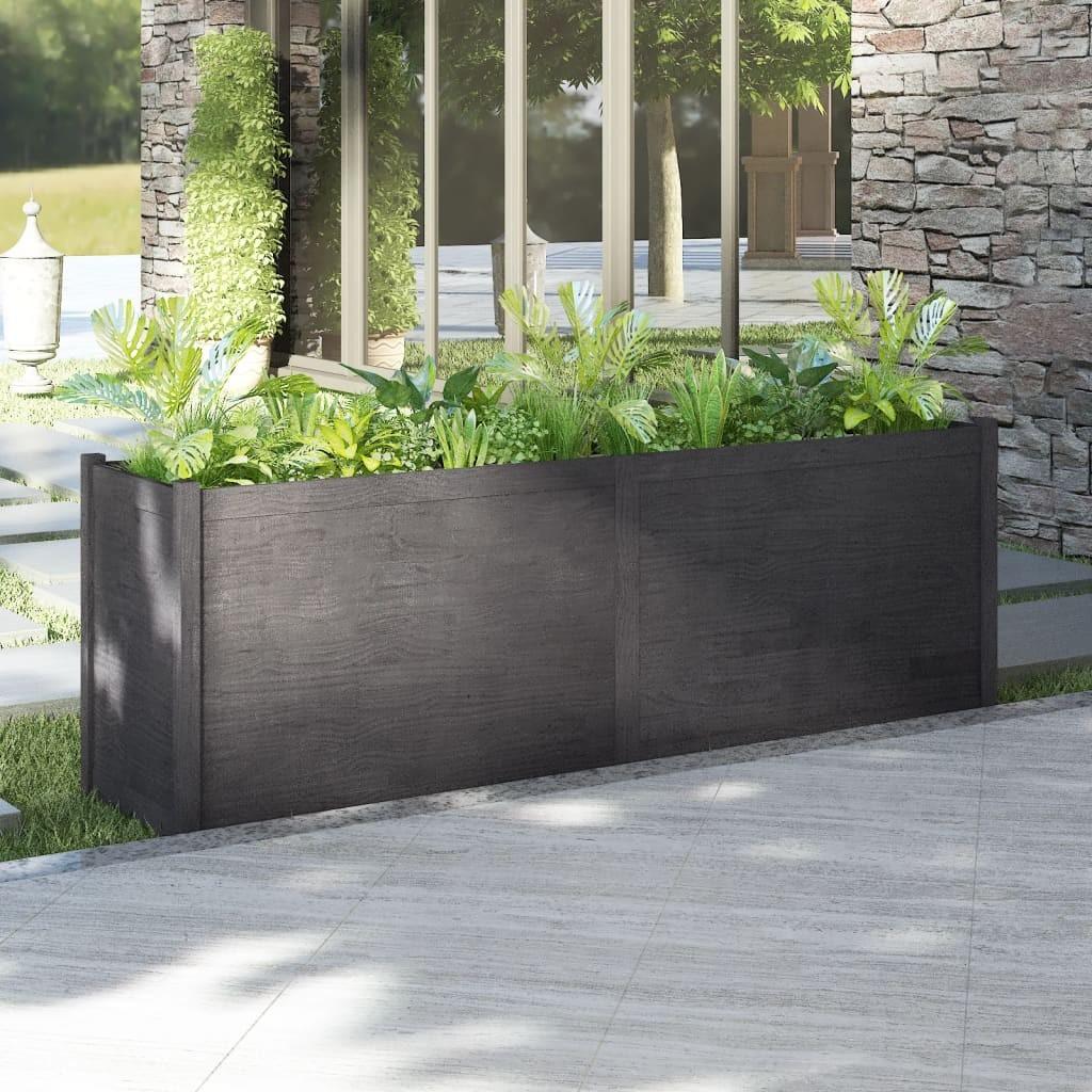 Plantekasse 200x50x70 cm massivt fyrretræ grå