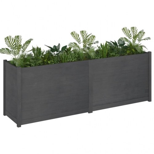 Plantekasse 200x50x70 cm massivt fyrretræ grå