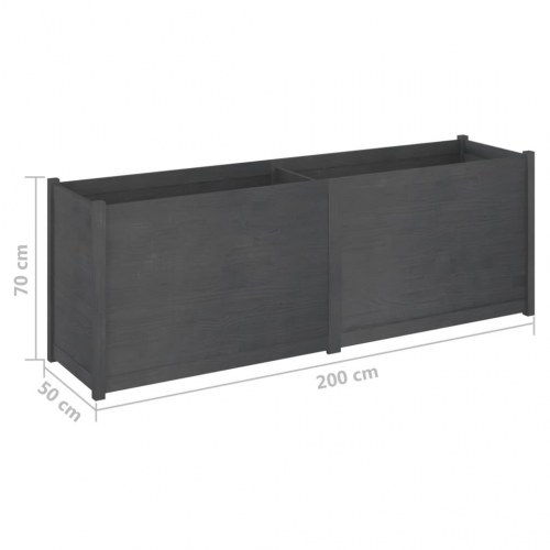 Plantekasse 200x50x70 cm massivt fyrretræ grå