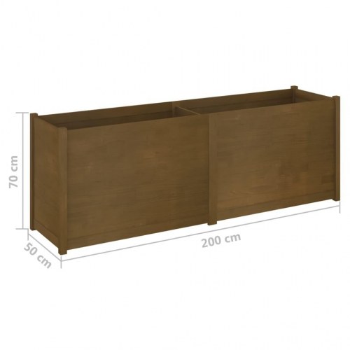 Plantekasse 200x50x70 cm massivt fyrretræ gyldenbrun