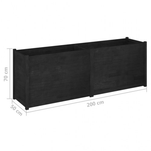 Plantekasse 200x50x70 cm massivt fyrretræ sort
