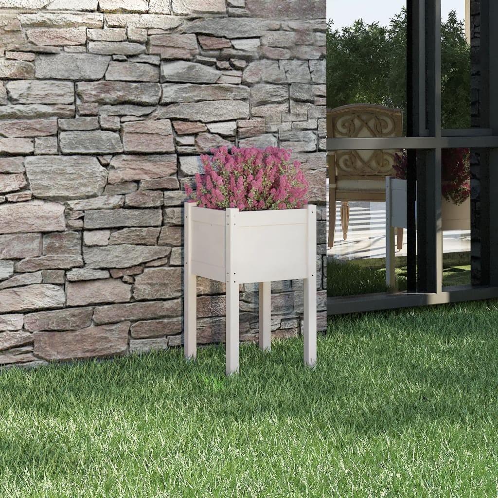 Plantekasse 40x40x70 cm massivt fyrretræ hvid
