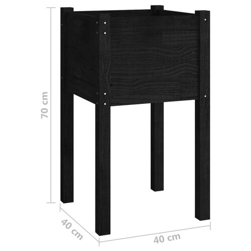Plantekasse 40x40x70 cm massivt fyrretræ sort