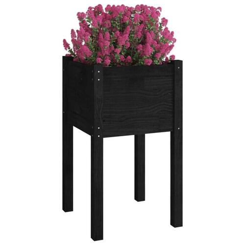 Plantekasser 2 stk. 40x40x70 cm massivt fyrretræ sort