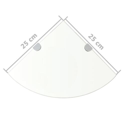 Hjørnehylder m. krombeslag 2 stk. 25x25 cm glas klar