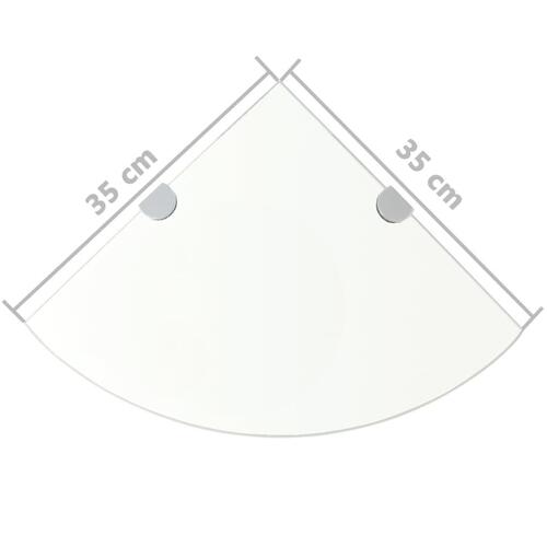 Hjørnehylder m. krombeslag 2 stk. 35x35 cm glas klar