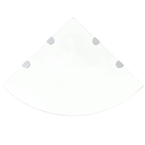 Hjørnehylder m. krombeslag 2 stk. 45x45 cm glas klar