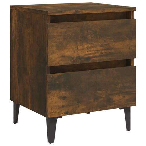 Sengeborde 2 stk. med metalben 40x35x50 cm røget egetræ